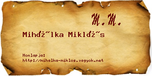 Mihálka Miklós névjegykártya